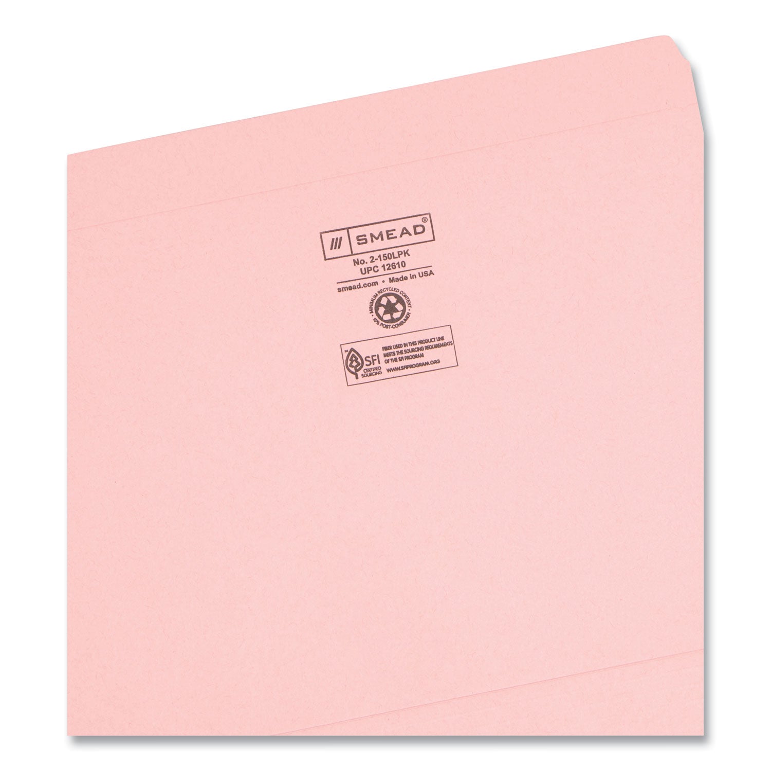 Reinforced Top Tab Colored File Folders, Straight Tabs, Letter Size, 0.75" Expansion, Pink, 100/Box - 3