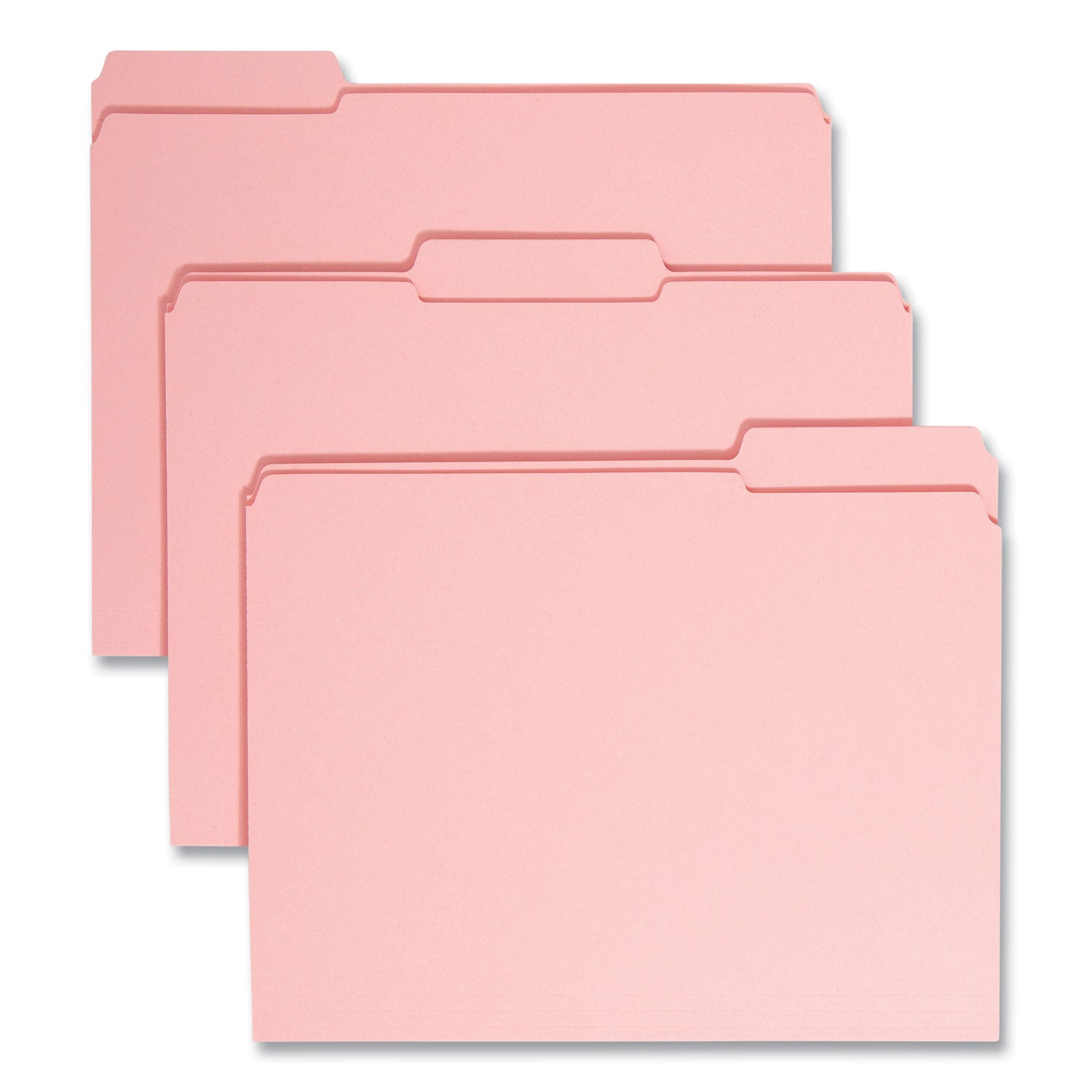 Reinforced Top Tab Colored File Folders, 1/3-Cut Tabs: Assorted, Letter Size, 0.75" Expansion, Pink, 100/Box - 