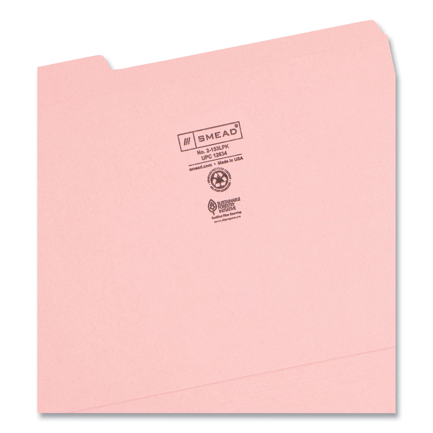 Reinforced Top Tab Colored File Folders, 1/3-Cut Tabs: Assorted, Letter Size, 0.75" Expansion, Pink, 100/Box - 