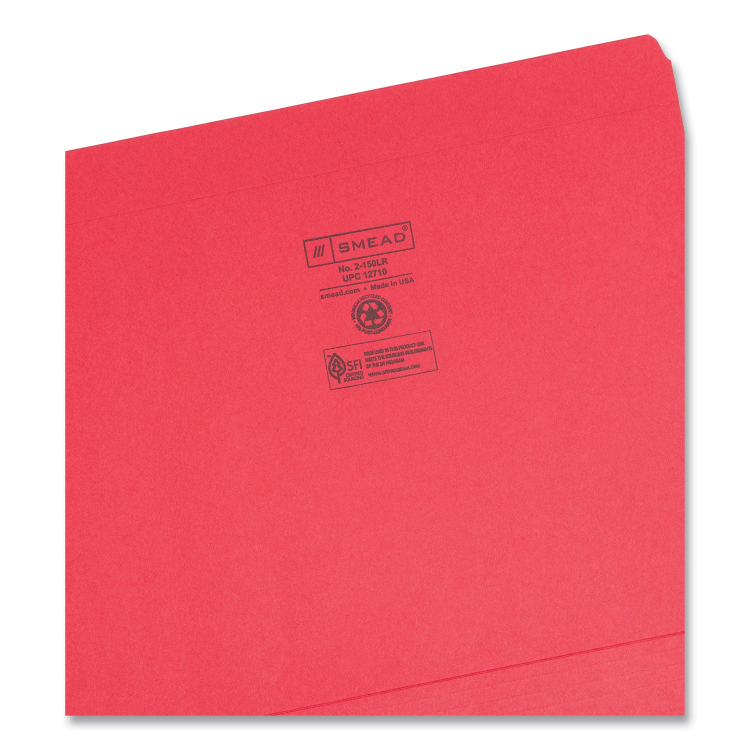 Reinforced Top Tab Colored File Folders, Straight Tabs, Letter Size, 0.75" Expansion, Red, 100/Box - 