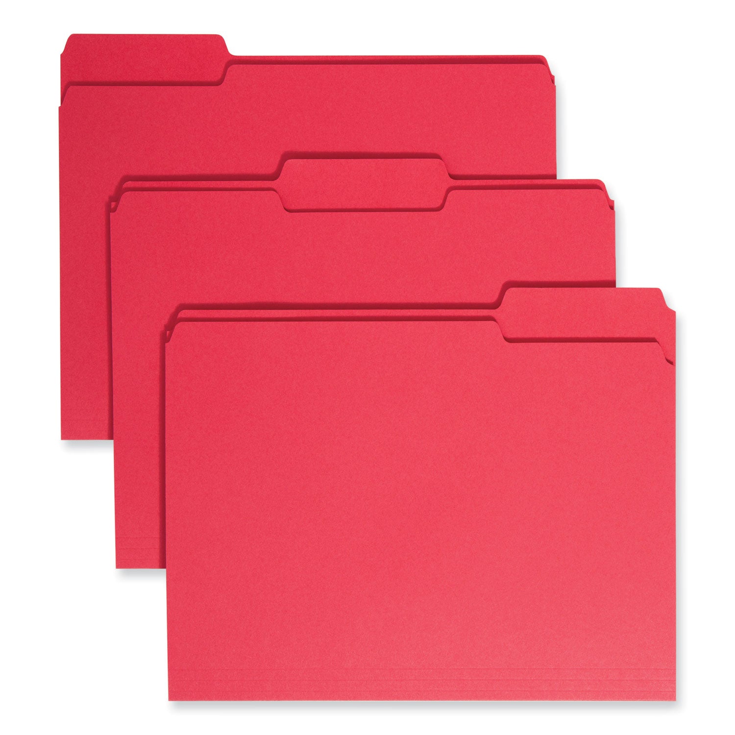 Colored File Folders, 1/3-Cut Tabs: Assorted, Letter Size, 0.75" Expansion, Red, 100/Box - 