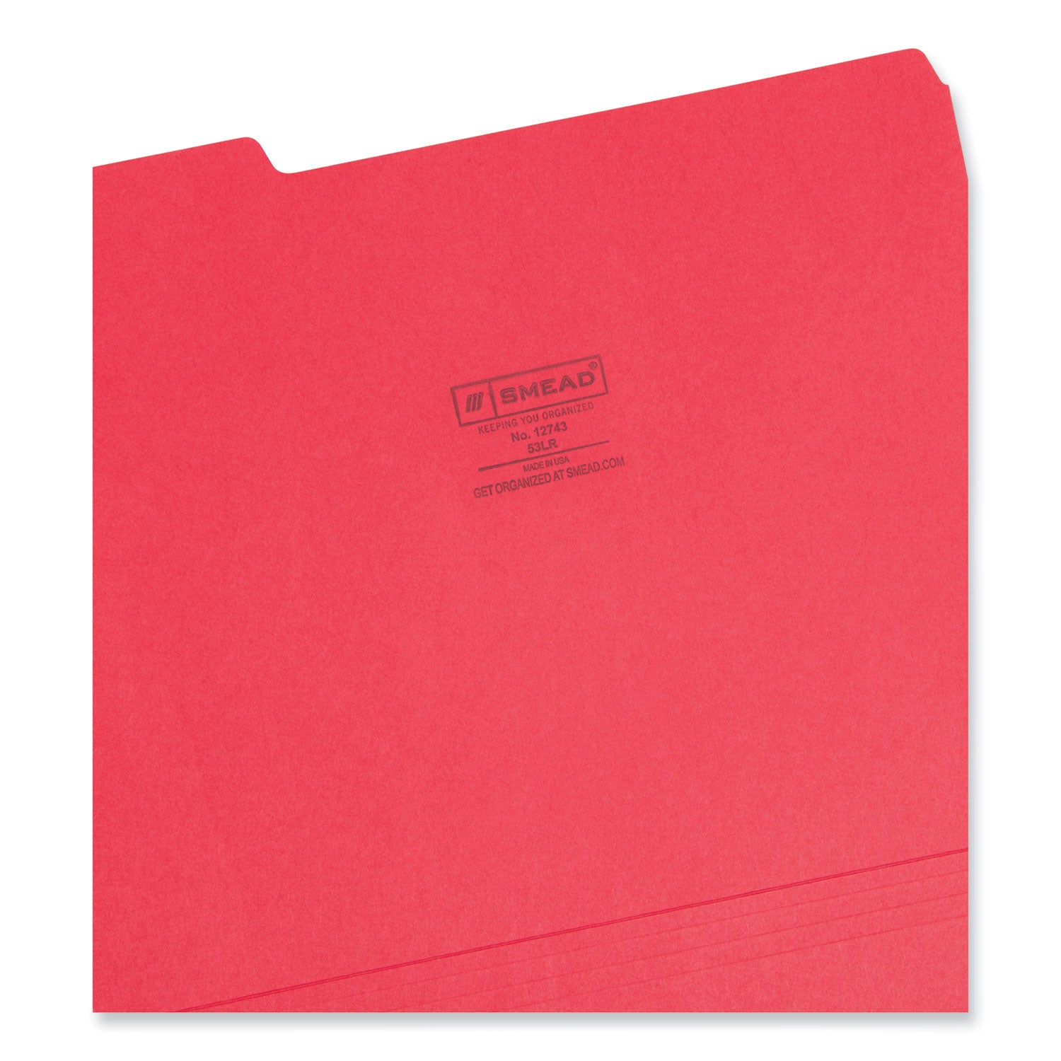 Colored File Folders, 1/3-Cut Tabs: Assorted, Letter Size, 0.75" Expansion, Red, 100/Box - 