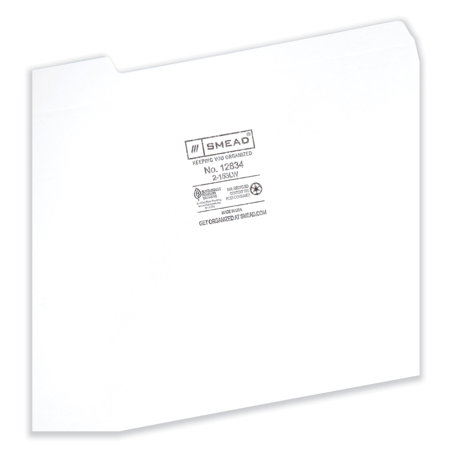 Reinforced Top Tab Colored File Folders, 1/3-Cut Tabs: Assorted, Letter Size, 0.75" Expansion, White, 100/Box - 