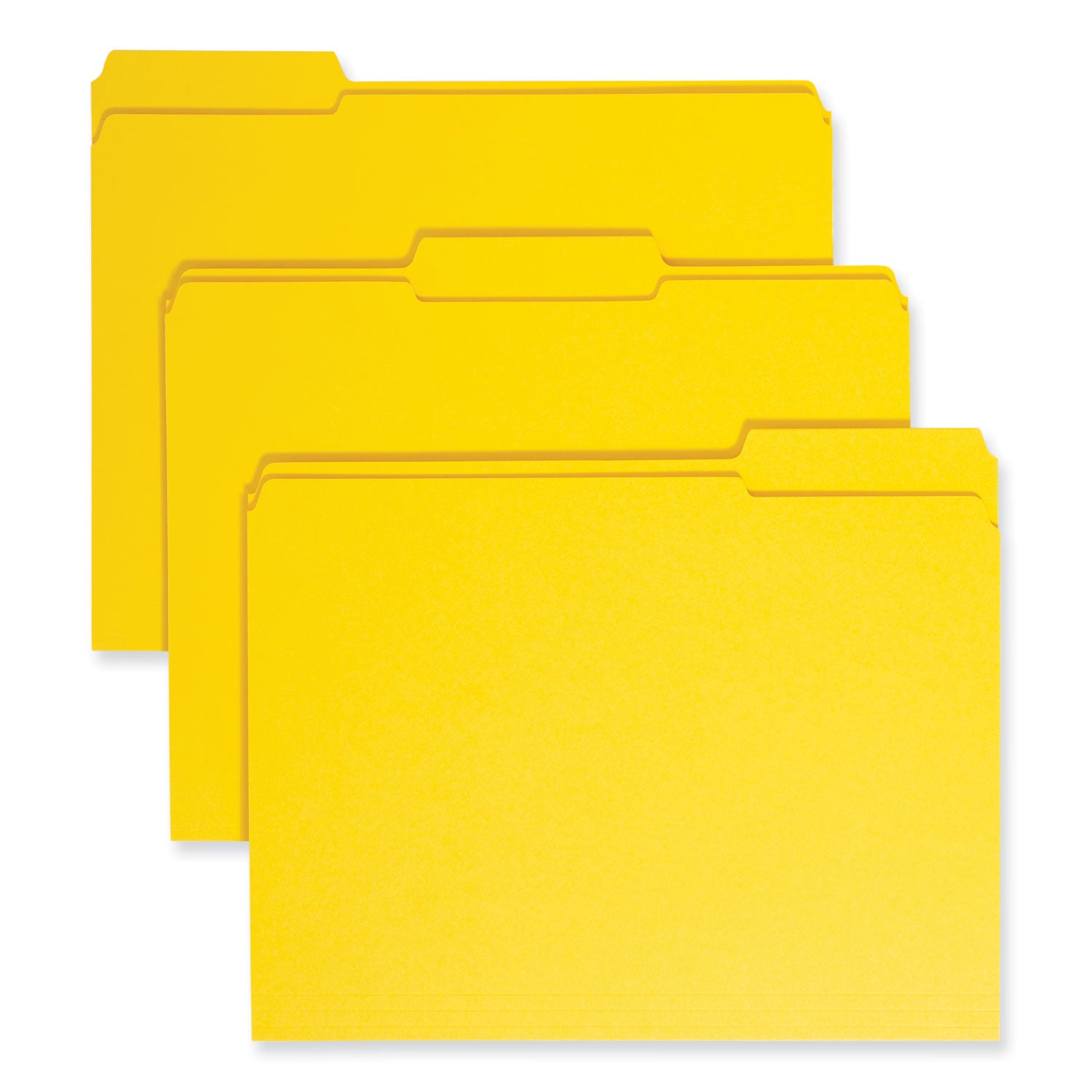 Reinforced Top Tab Colored File Folders, 1/3-Cut Tabs: Assorted, Letter Size, 0.75" Expansion, Yellow, 100/Box - 
