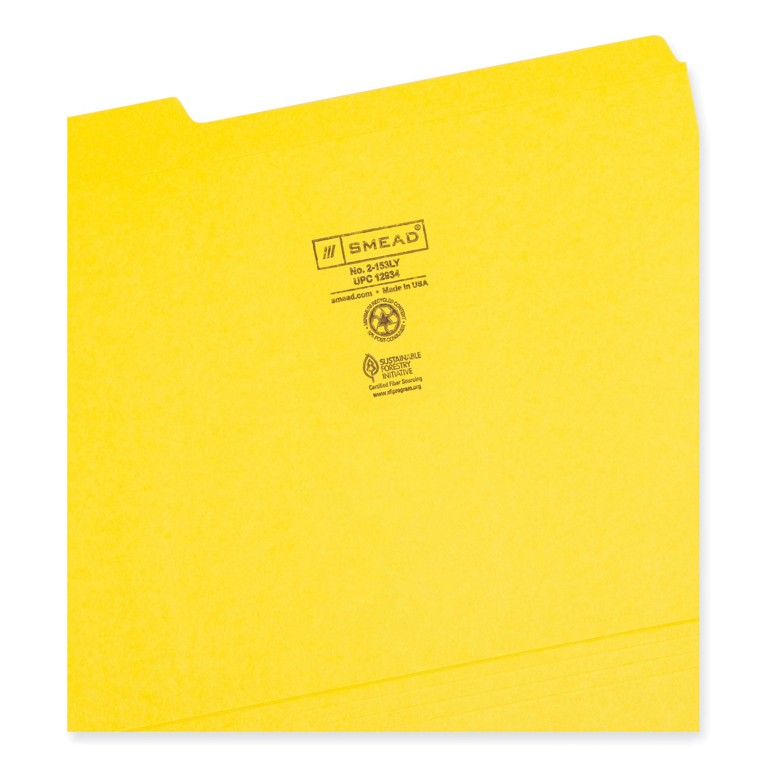 Reinforced Top Tab Colored File Folders, 1/3-Cut Tabs: Assorted, Letter Size, 0.75" Expansion, Yellow, 100/Box - 