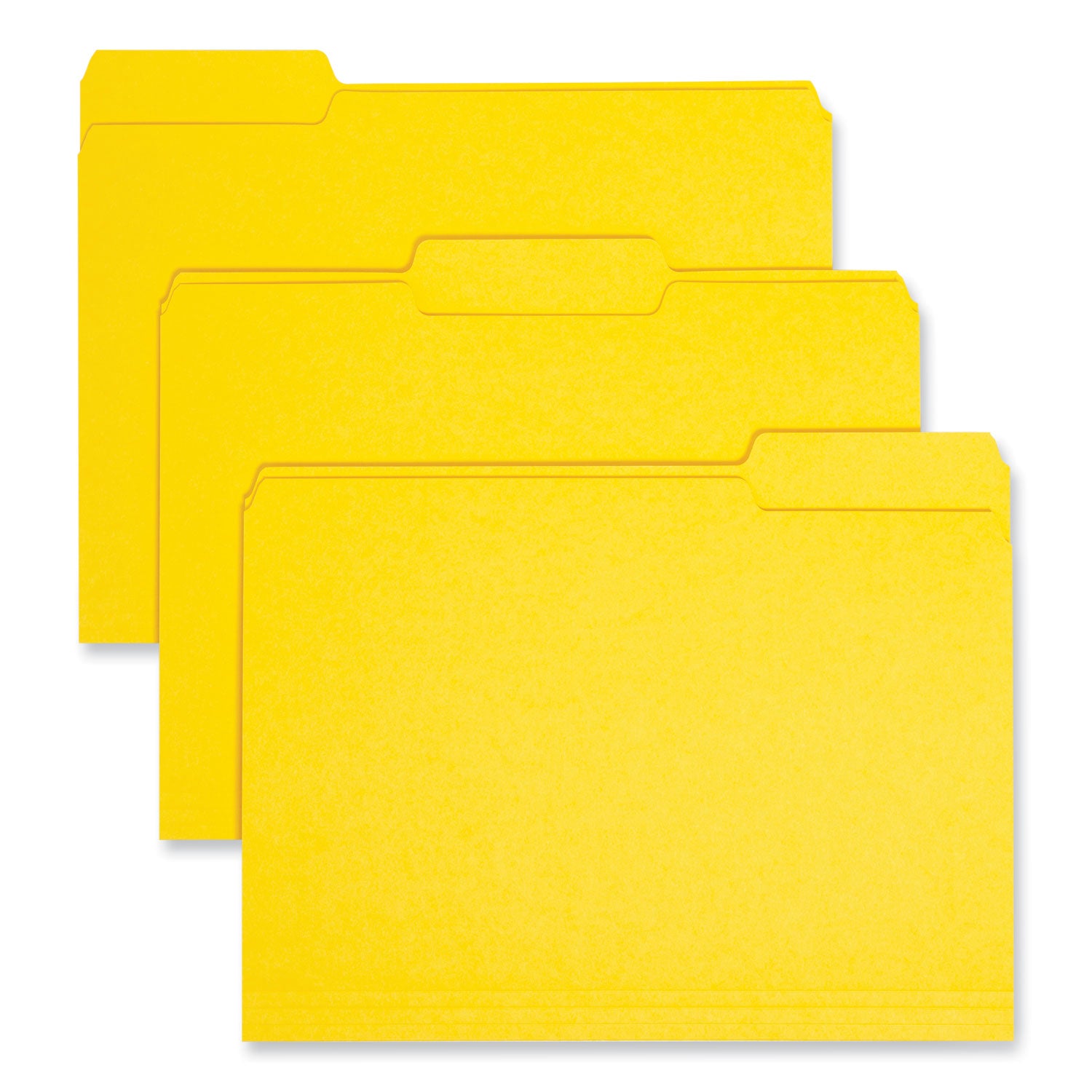 Interior File Folders, 1/3-Cut Tabs: Assorted, Letter Size, 0.75" Expansion, Yellow, 100/Box - 