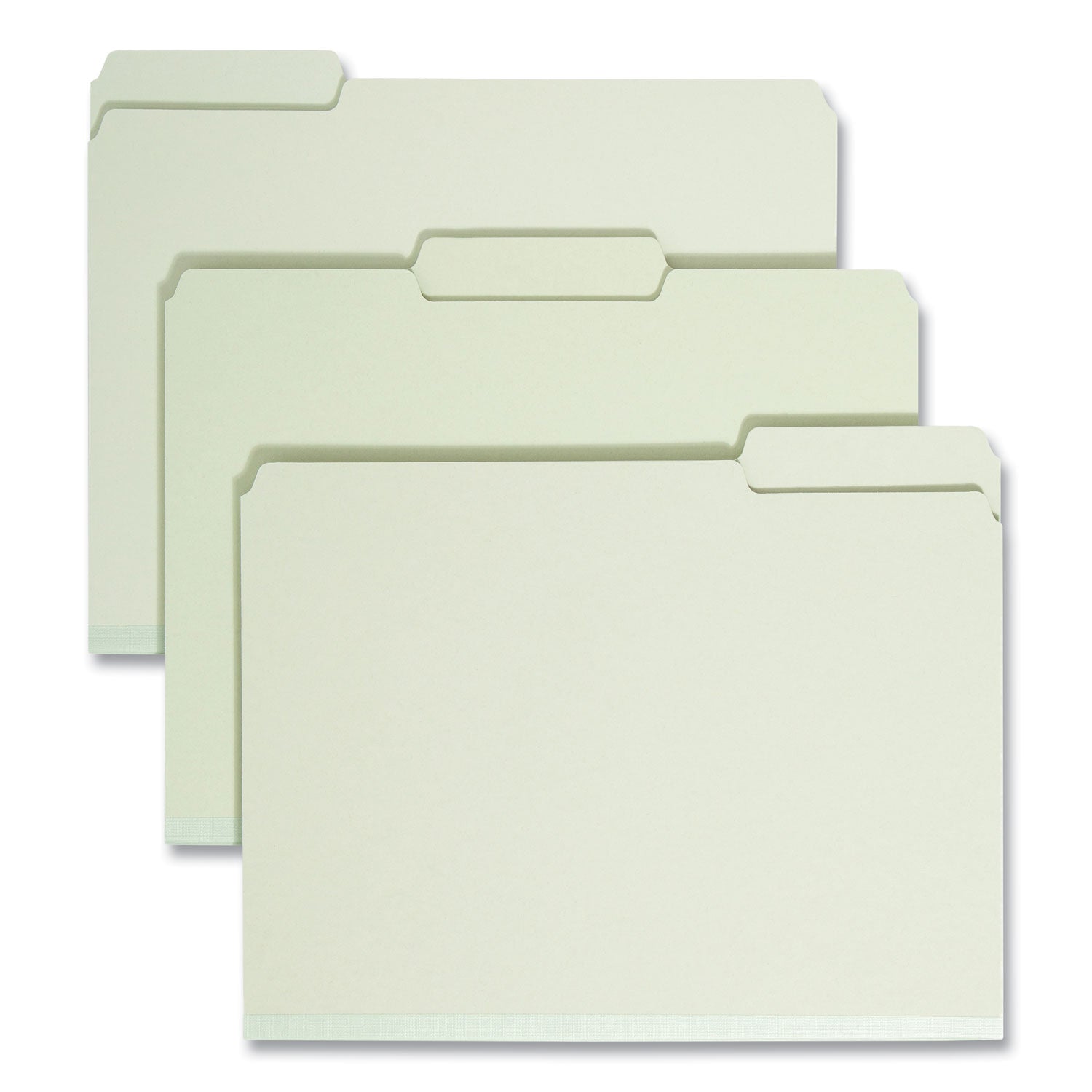 Expanding Recycled Heavy Pressboard Folders, 1/3-Cut Tabs: Assorted, Letter Size, 2" Expansion, Gray-Green, 25/Box - 