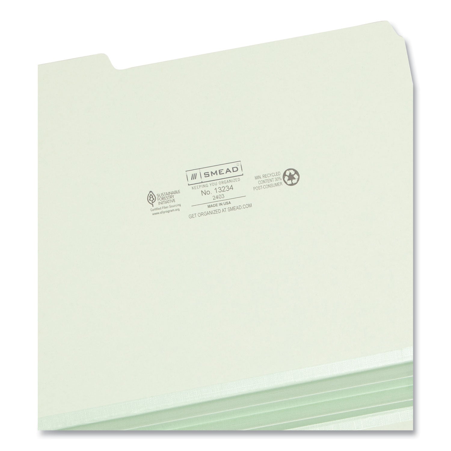 Expanding Recycled Heavy Pressboard Folders, 1/3-Cut Tabs: Assorted, Letter Size, 2" Expansion, Gray-Green, 25/Box - 