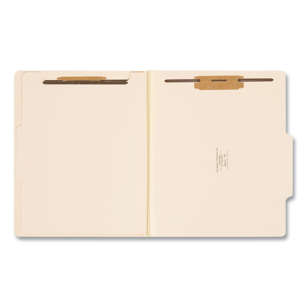 Four-Section Top Tab Classification Folders, 2" Expansion, 1 Divider, 4 Fasteners, Letter Size, Manila, 10/Box