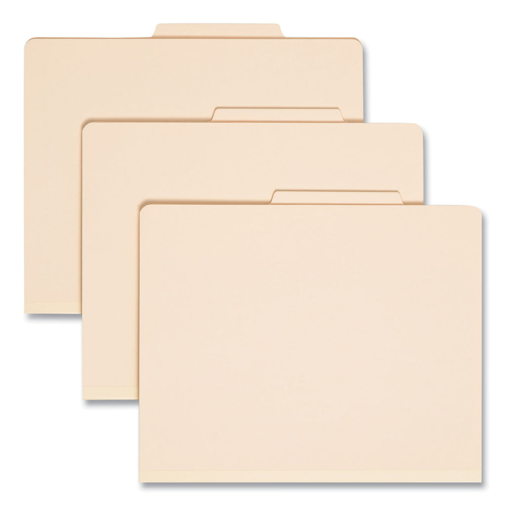 Four-Section Top Tab Classification Folders, 2" Expansion, 1 Divider, 4 Fasteners, Letter Size, Manila, 10/Box