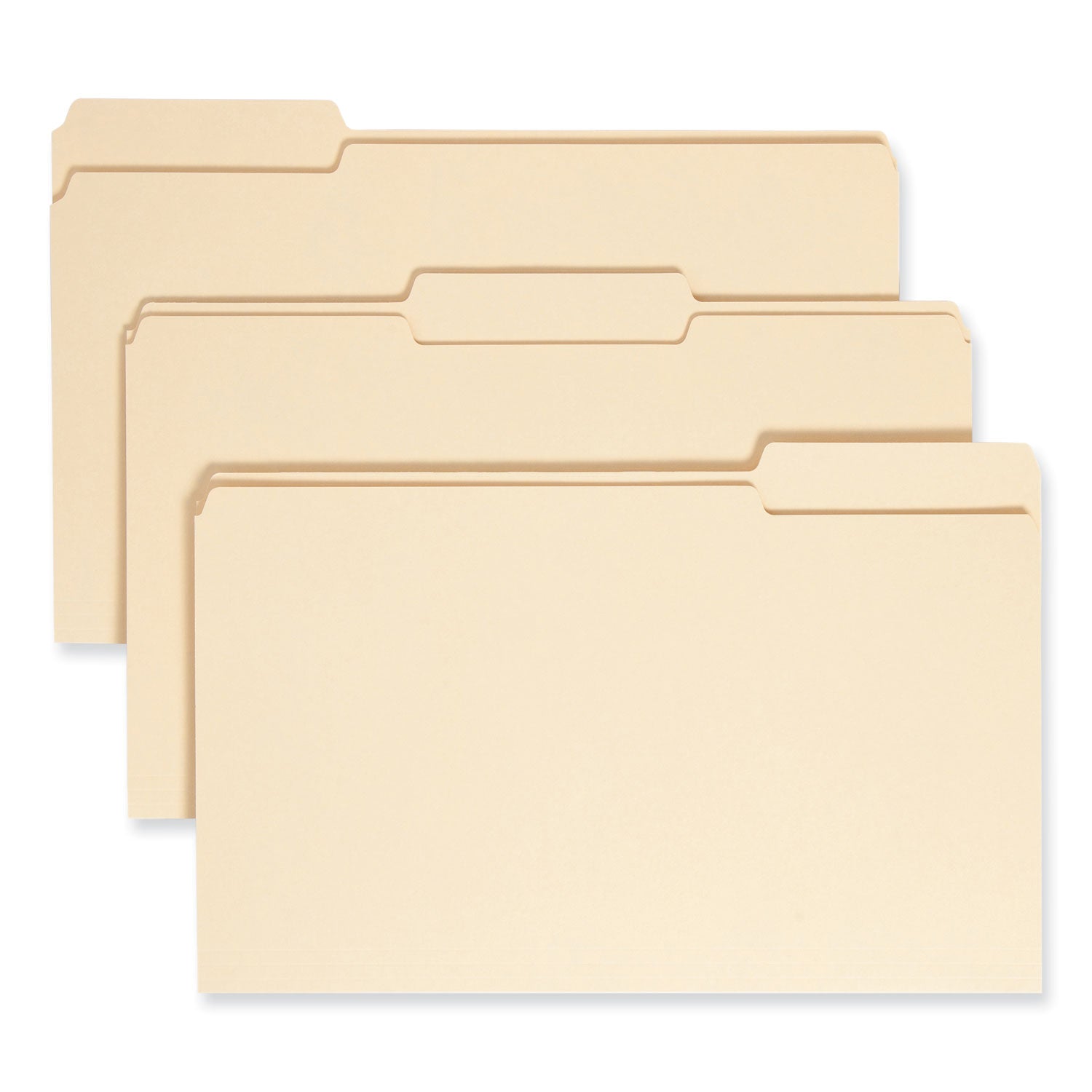 100% Recycled Manila Top Tab File Folders, 1/3-Cut Tabs: Assorted, Legal Size, 0.75" Expansion, Manila, 100/Box - 