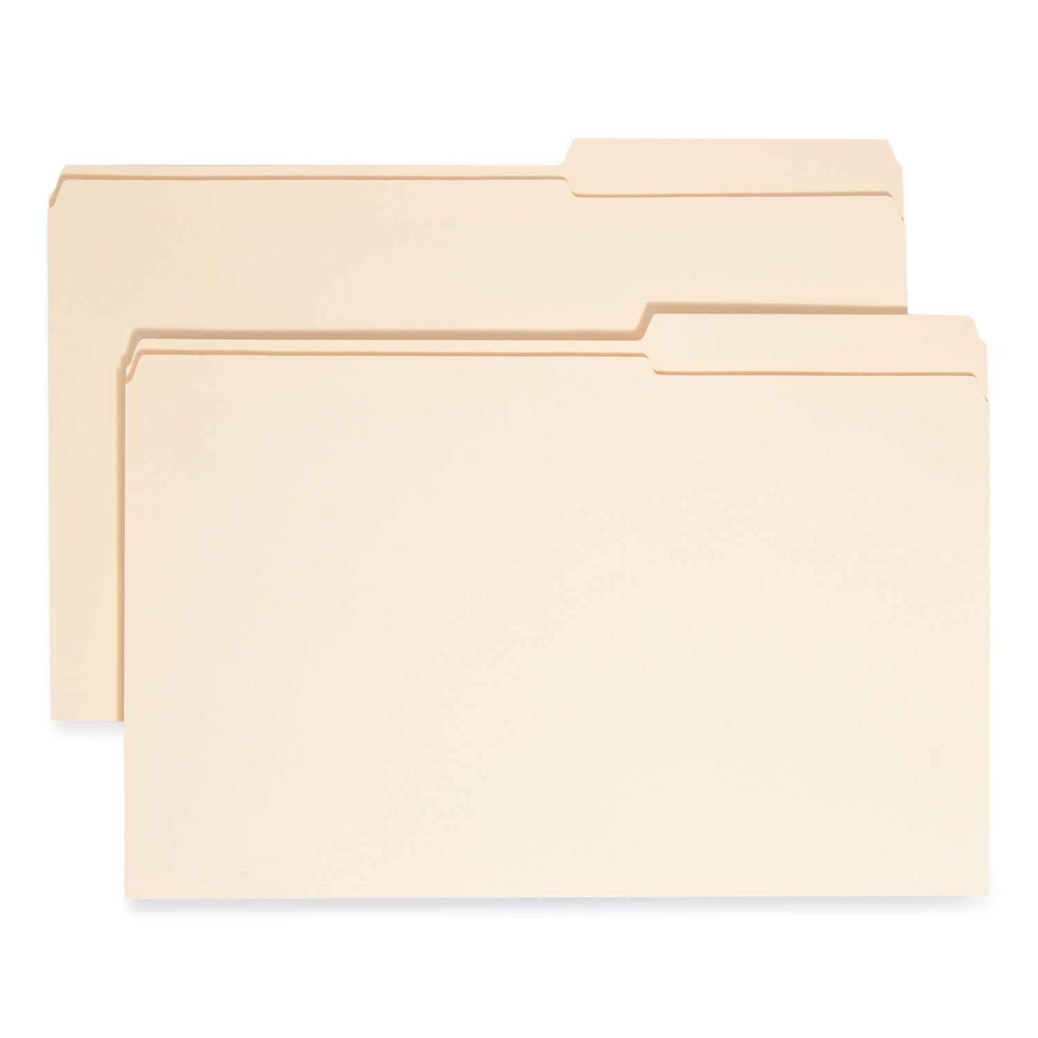 Reinforced Guide Height File Folders, 2/5-Cut Tabs: Right Position, Legal Size, 0.75" Expansion, Manila, 100/Box - 