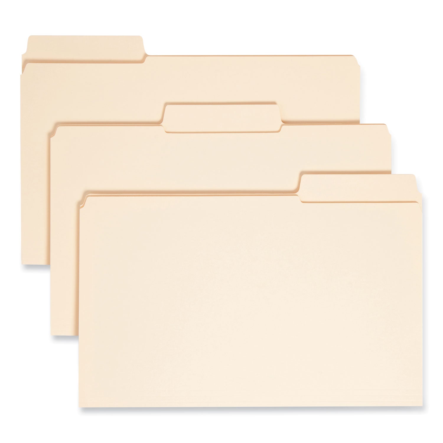 SuperTab Reinforced Guide Height Top Tab Folders, 1/3-Cut Tabs: Assorted, Legal Size, 0.75" Expansion, Manila, 100/Box - 