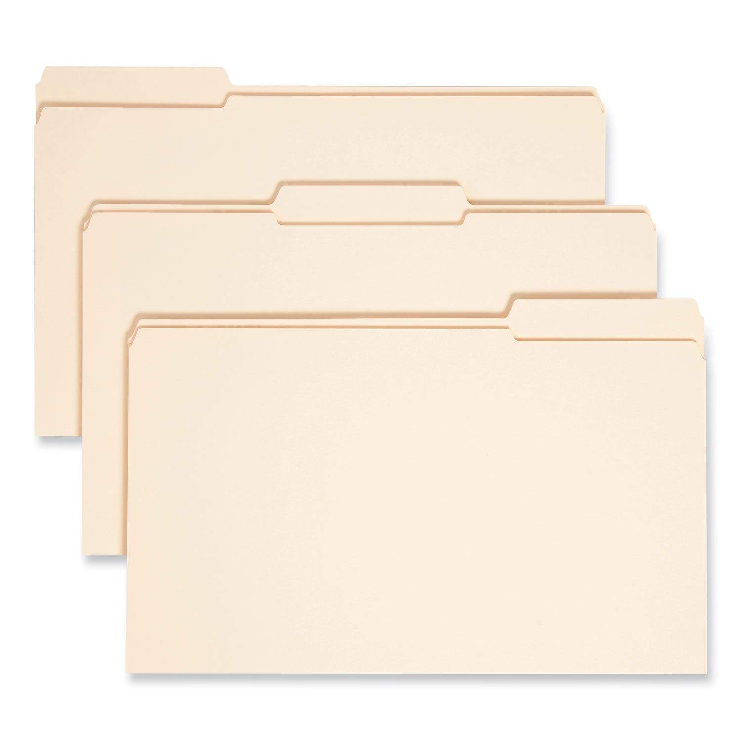 Expandable Heavyweight File Folders, 1/3-Cut Tabs: Assorted, Legal Size, 1.5" Expansion, Manila, 50/Box - 