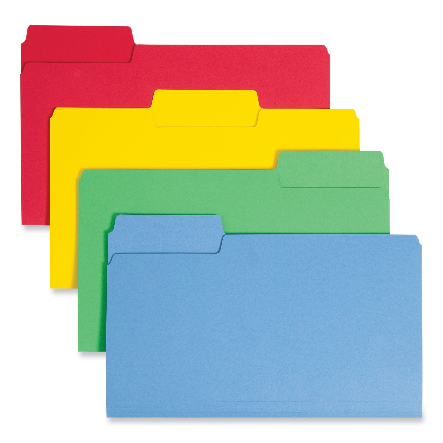 SuperTab Colored File Folders, 1/3-Cut Tabs: Assorted, Legal Size, 0.75" Expansion, 14-pt Stock, Assorted Colors, 50/Box - 