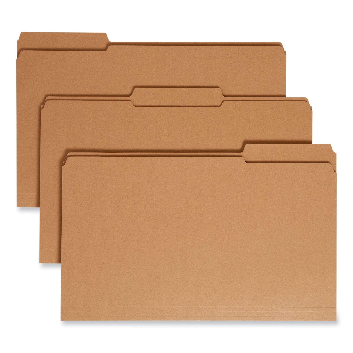 Heavyweight Kraft File Folder, 1/3-Cut Tabs: Assorted, Legal Size, 0.75" Expansion, 11-pt Kraft, Brown, 100/Box - 