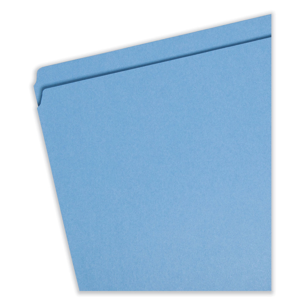 Reinforced Top Tab Colored File Folders, Straight Tabs, Legal Size, 0.75" Expansion, Blue, 100/Box