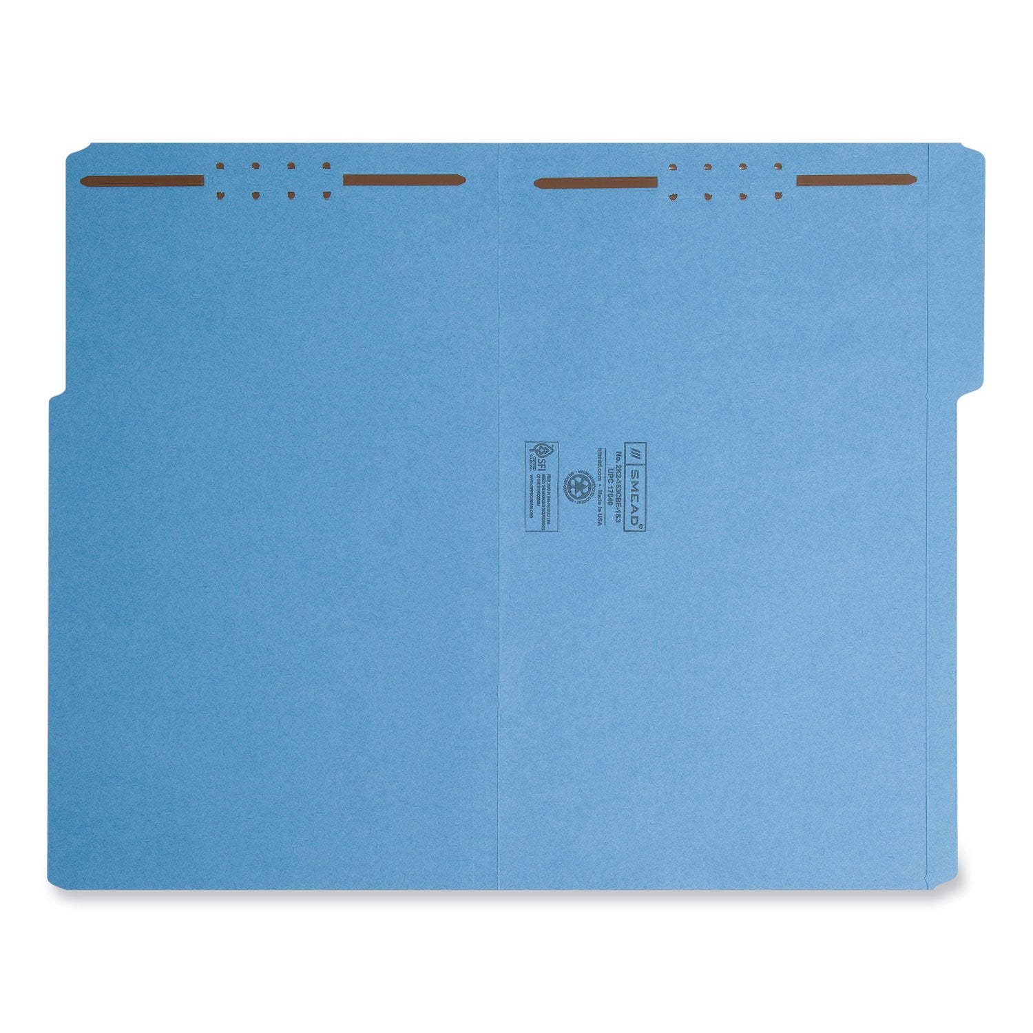 Top Tab Colored Fastener Folders, 0.75" Expansion, 2 Fasteners, Legal Size, Blue Exterior, 50/Box - 