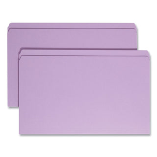 Reinforced Top Tab Colored File Folders, Straight Tabs, Legal Size, 0.75" Expansion, Lavender, 100/Box - 