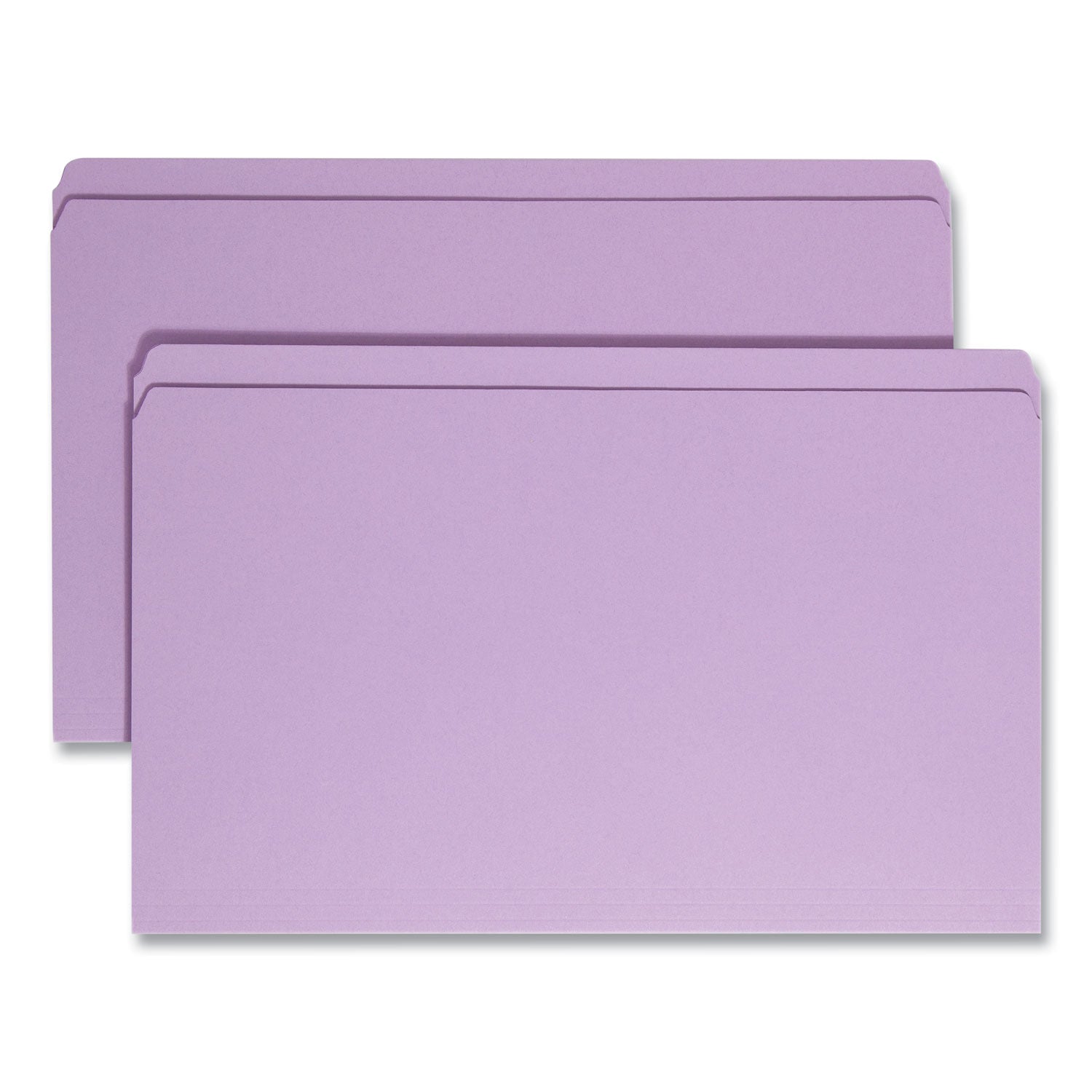 Reinforced Top Tab Colored File Folders, Straight Tabs, Legal Size, 0.75" Expansion, Lavender, 100/Box - 