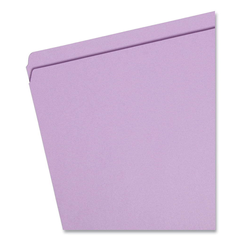 Reinforced Top Tab Colored File Folders, Straight Tabs, Legal Size, 0.75" Expansion, Lavender, 100/Box - 