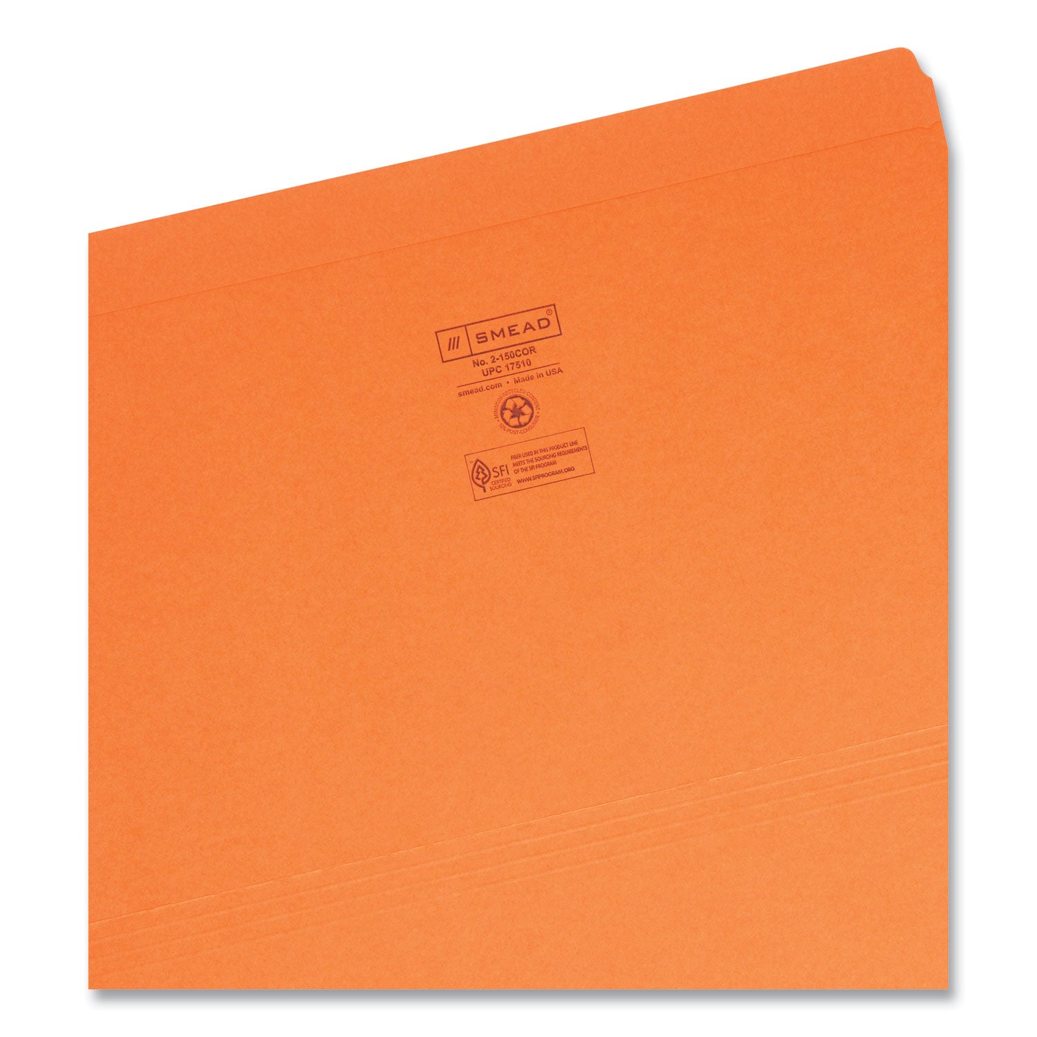 Reinforced Top Tab Colored File Folders, Straight Tabs, Legal Size, 0.75" Expansion, Orange, 100/Box - 
