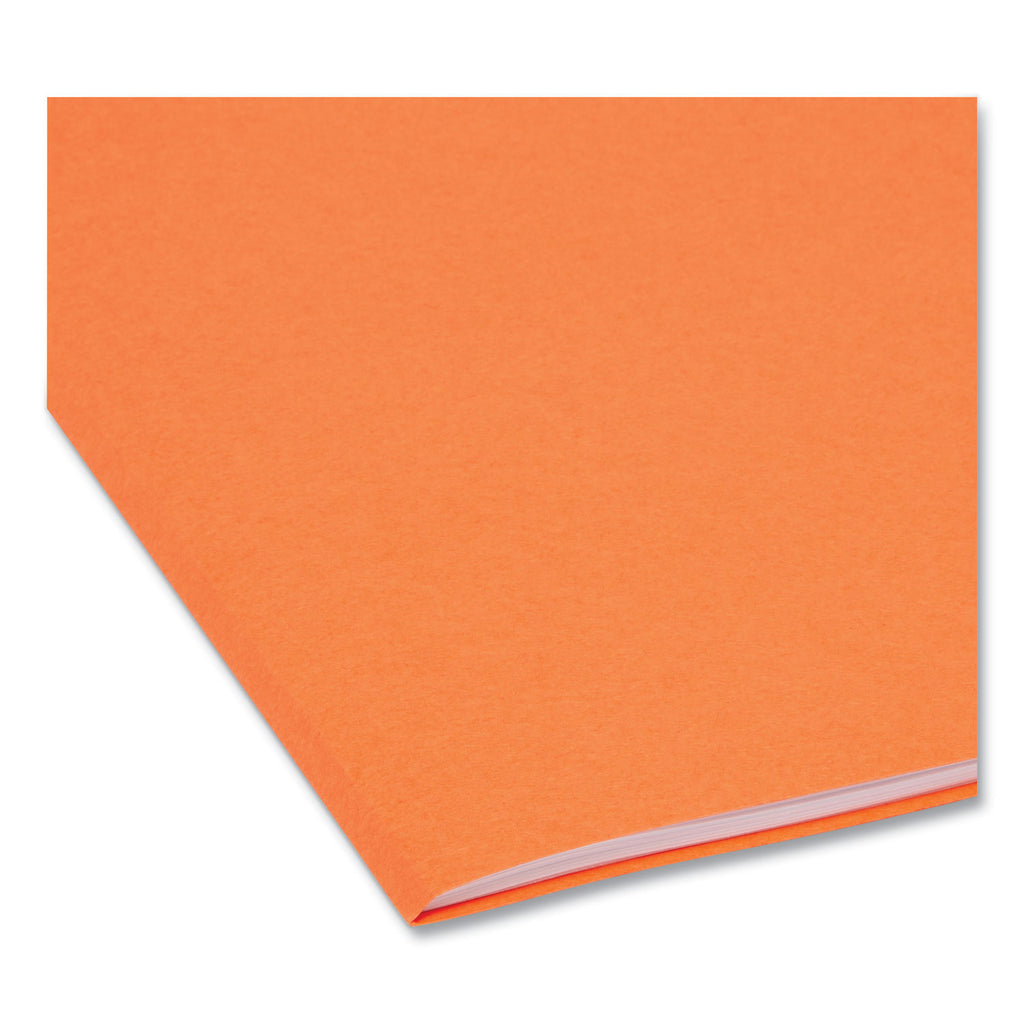 Reinforced Top Tab Colored File Folders, Straight Tabs, Legal Size, 0.75" Expansion, Orange, 100/Box - 