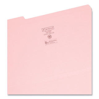 Reinforced Top Tab Colored File Folders, 1/3-Cut Tabs: Assorted, Legal Size, 0.75" Expansion, Pink, 100/Box
