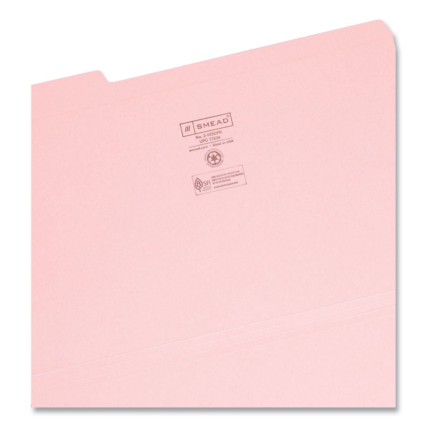 Reinforced Top Tab Colored File Folders, 1/3-Cut Tabs: Assorted, Legal Size, 0.75" Expansion, Pink, 100/Box