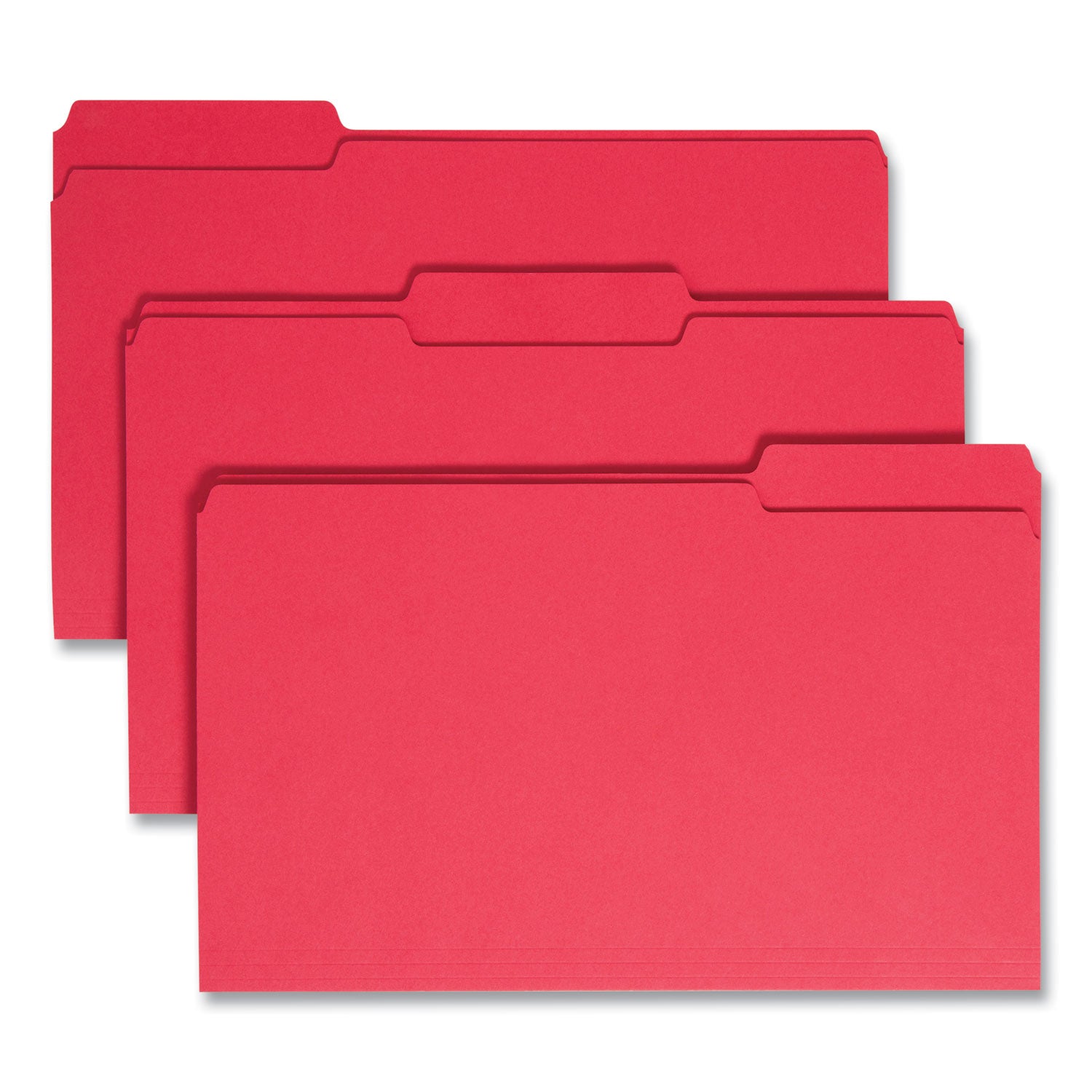 Colored File Folders, 1/3-Cut Tabs: Assorted, Legal Size, 0.75" Expansion, Red, 100/Box - 