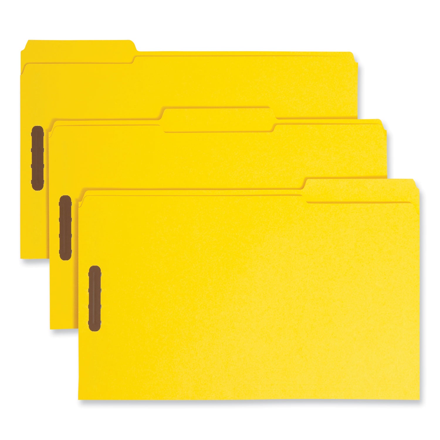 Top Tab Colored Fastener Folders, 0.75" Expansion, 2 Fasteners, Legal Size, Yellow Exterior, 50/Box - 