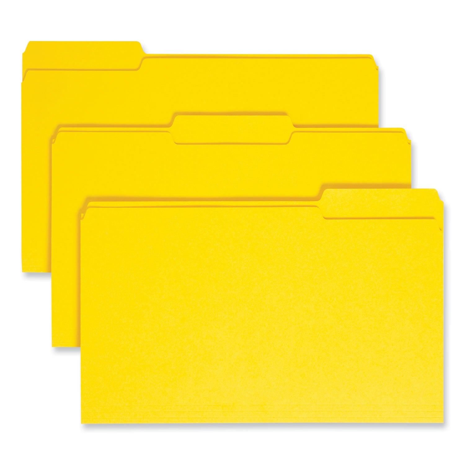 Colored File Folders, 1/3-Cut Tabs: Assorted, Legal Size, 0.75" Expansion, Yellow, 100/Box - 