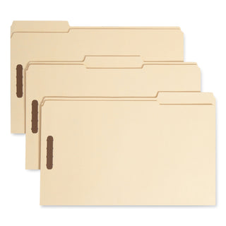 Top Tab Fastener Folders, 1/3-Cut Tabs: Assorted, 0.75" Expansion, 2 Fasteners, Legal Size, Manila Exterior, 50/Box - 
