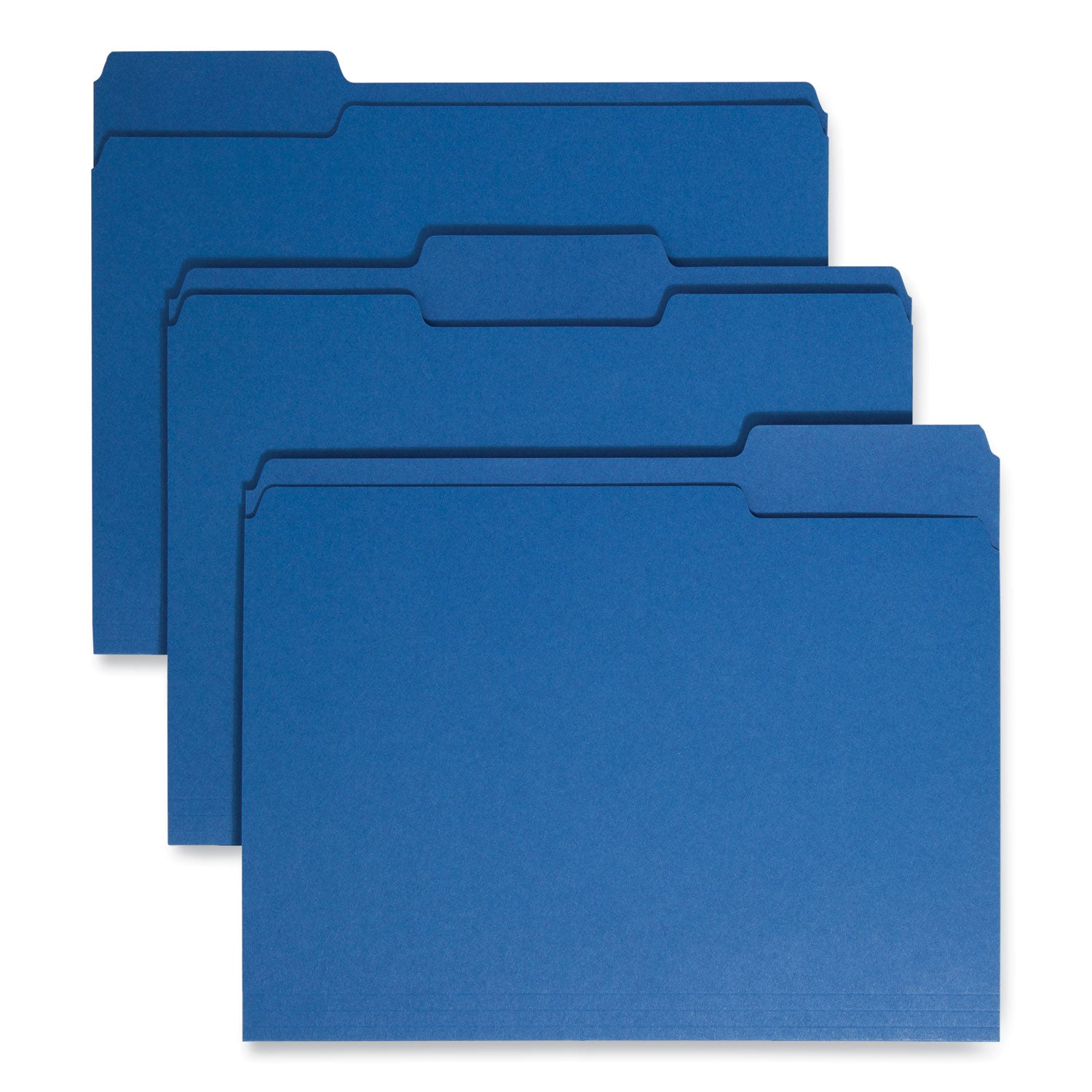 Colored File Folders, 1/3-Cut Tabs: Assorted, Letter Size, 0.75" Expansion, Navy Blue, 100/Box - 