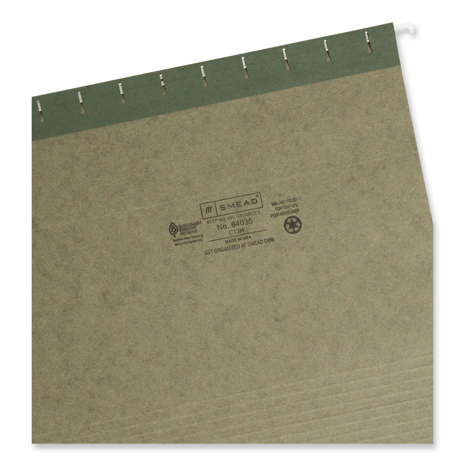 Hanging Folders, Letter Size, 1/3-Cut Tabs, Standard Green, 25/Box - 