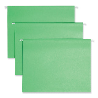 TUFF Hanging Folders with Easy Slide Tab, Letter Size, 1/3-Cut Tabs, Green, 18/Box - 