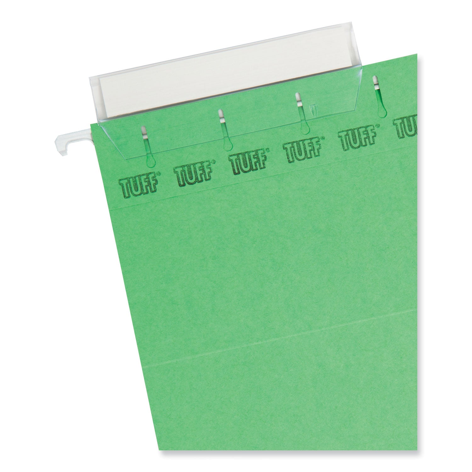 TUFF Hanging Folders with Easy Slide Tab, Letter Size, 1/3-Cut Tabs, Green, 18/Box - 