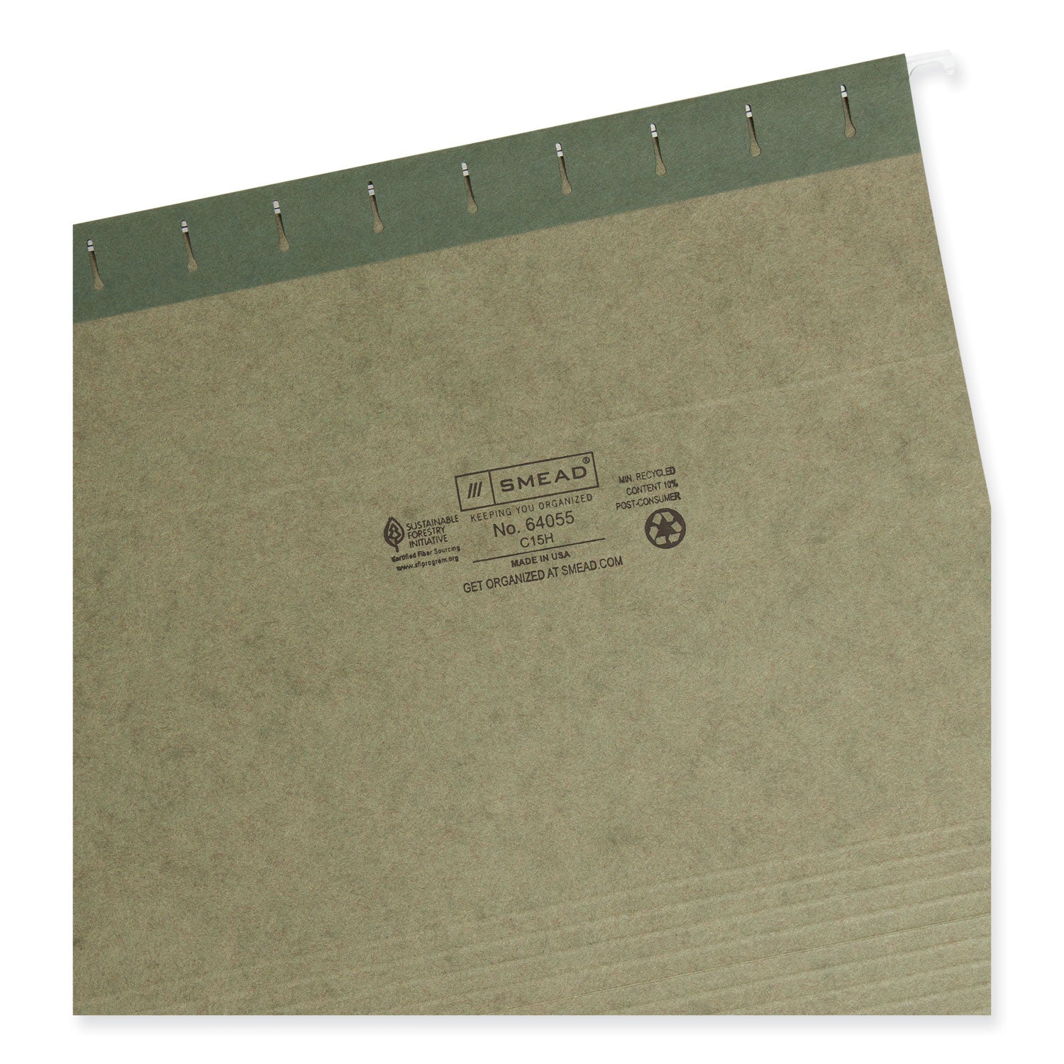 Hanging Folders, Letter Size, 1/5-Cut Tabs, Standard Green, 25/Box - 