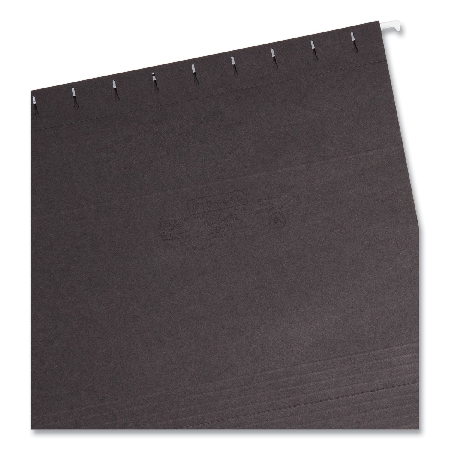 Colored Hanging File Folders with 1/5 Cut Tabs, Letter Size, 1/5-Cut Tabs, Black, 25/Box - 