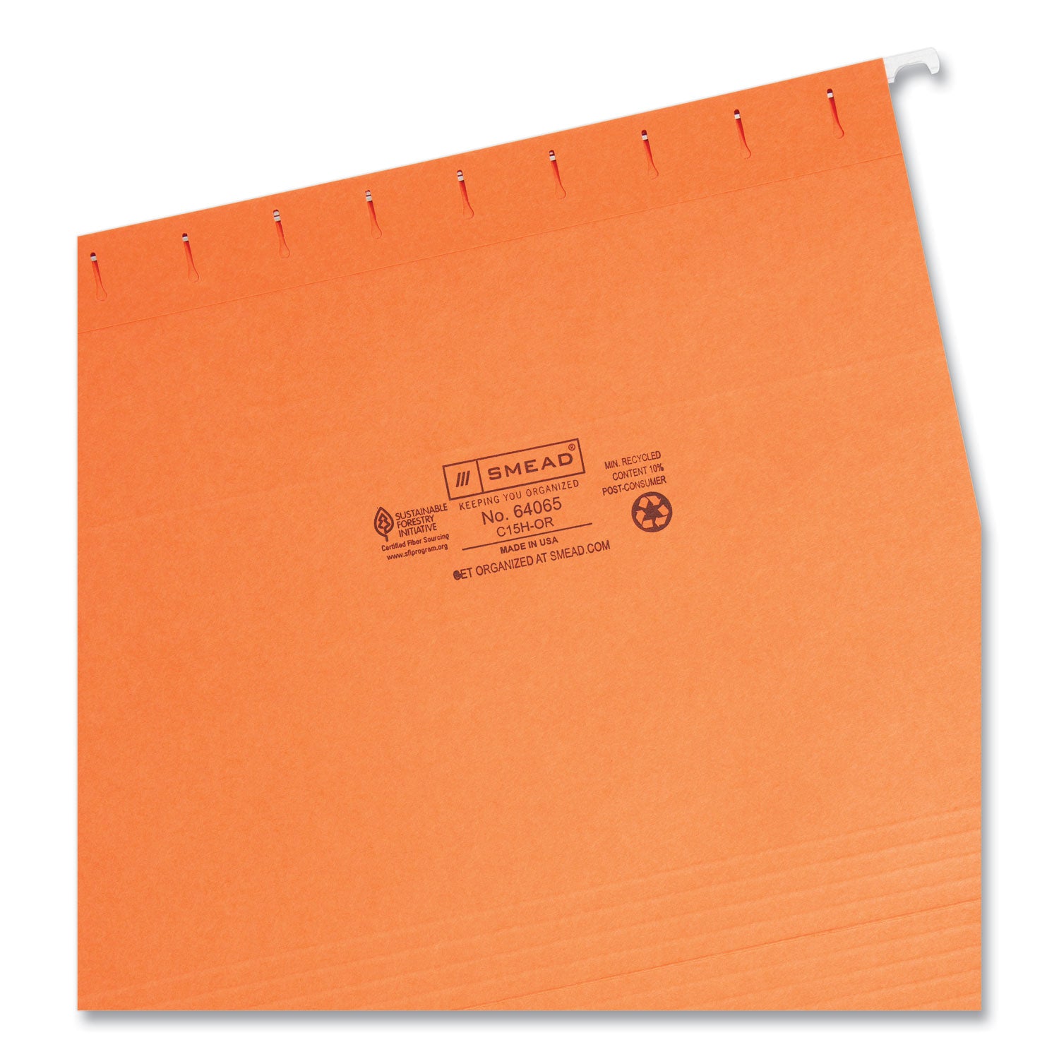 Colored Hanging File Folders with 1/5 Cut Tabs, Letter Size, 1/5-Cut Tabs, Orange, 25/Box - 