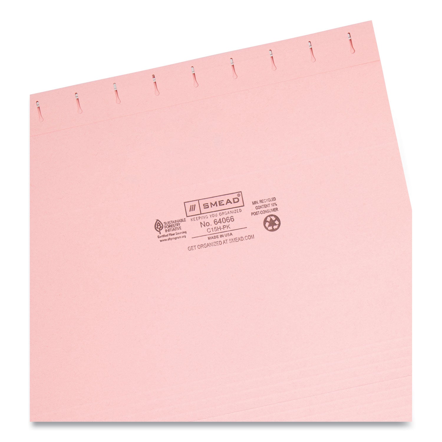 Colored Hanging File Folders with 1/5 Cut Tabs, Letter Size, 1/5-Cut Tabs, Pink, 25/Box - 