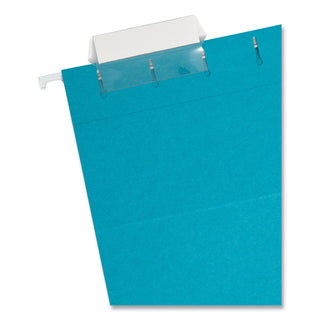 Colored Hanging File Folders with 1/5 Cut Tabs, Letter Size, 1/5-Cut Tabs, Teal, 25/Box - 