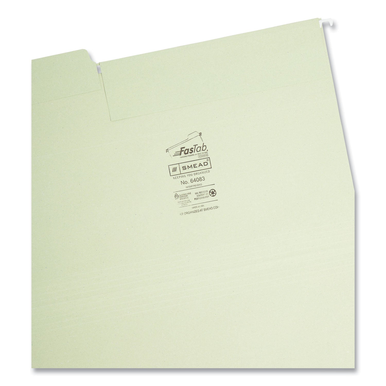 FasTab Hanging Folders, Legal Size, 1/3-Cut Tabs, Moss, 20/Box - 