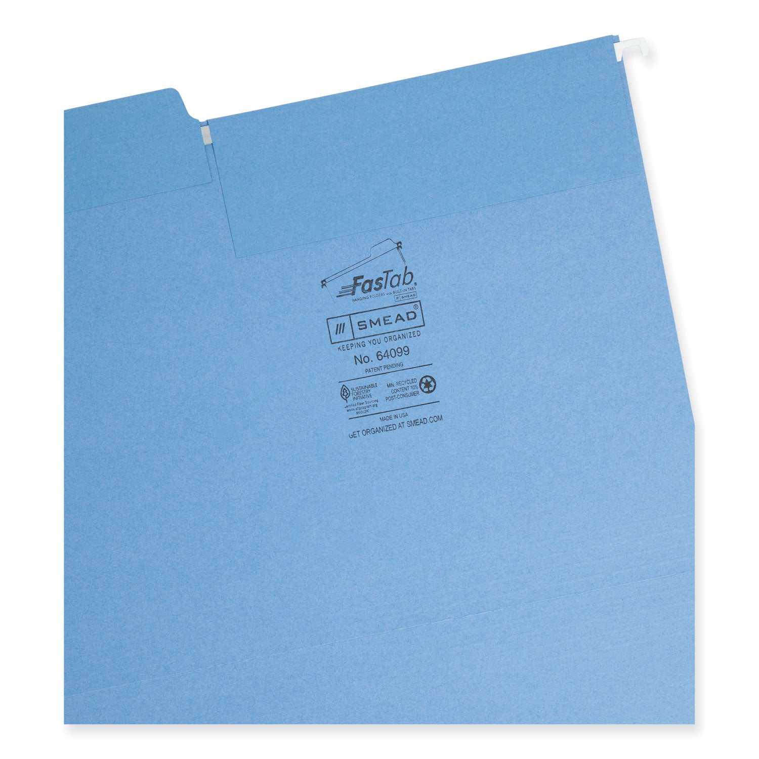 FasTab Hanging Folders, Letter Size, 1/3-Cut Tabs, Blue, 20/Box - 