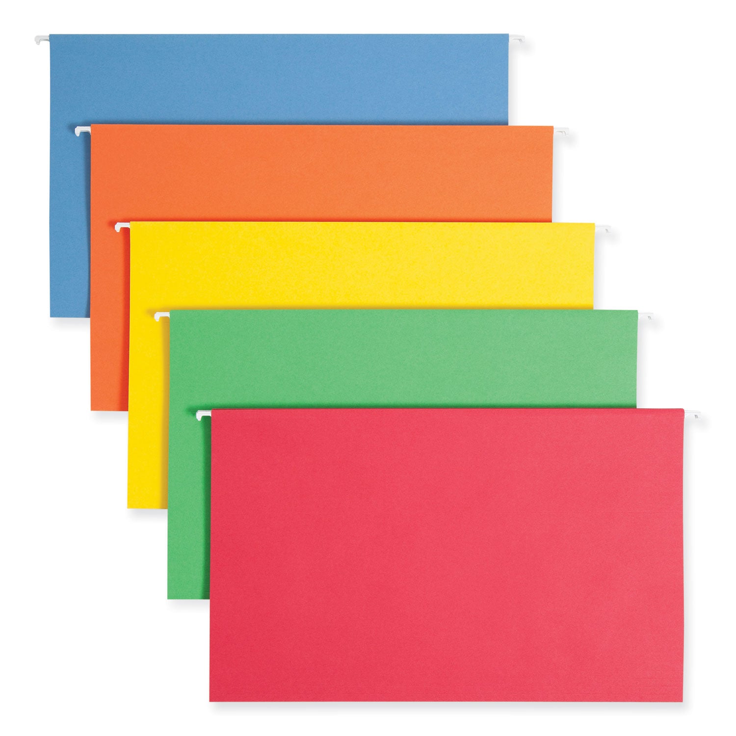 Colored Hanging File Folders with 1/5 Cut Tabs, Legal Size, 1/5-Cut Tabs, Assorted Colors, 25/Box - 