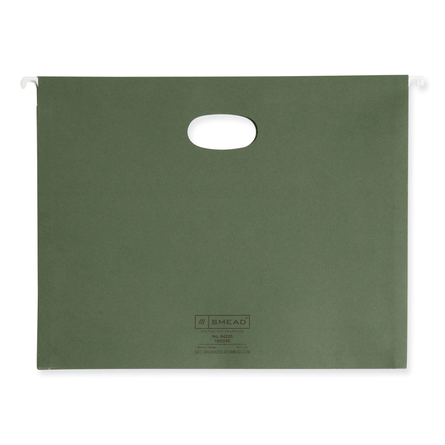 Hanging Pockets with Full-Height Gusset, 1 Section, 3.5" Capacity, Letter Size, Standard Green, 10/Box - 