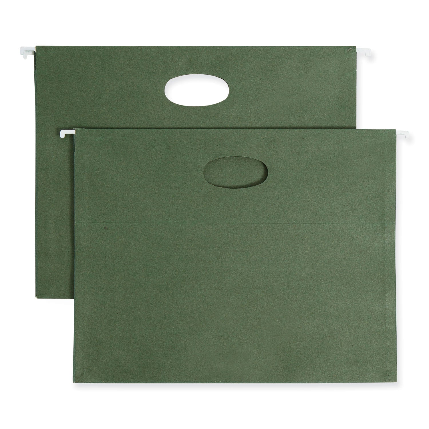 100% Recycled Hanging Pockets with Full-Height Gusset, 1 Section, 3.5" Capacity, Letter Size, Standard Green, 10/Box - 