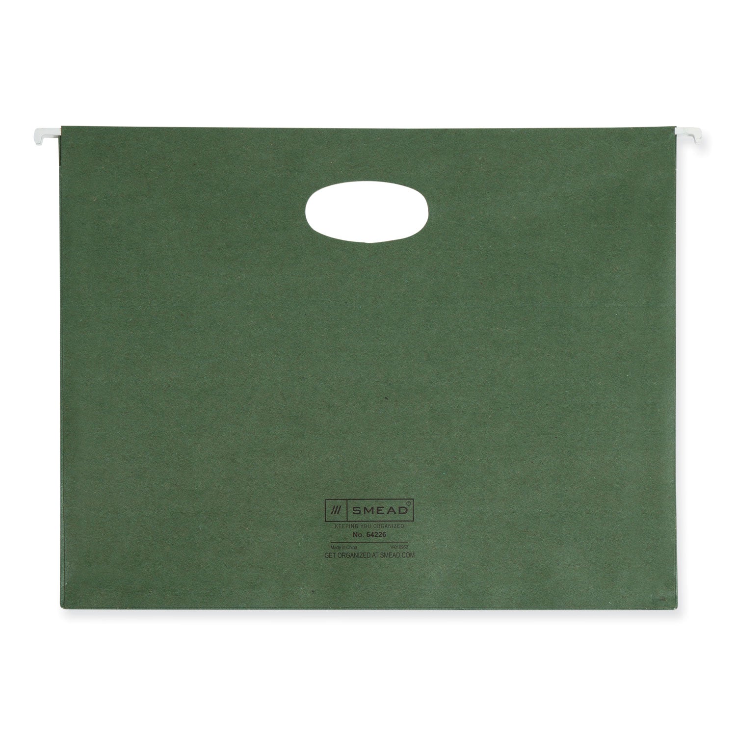 100% Recycled Hanging Pockets with Full-Height Gusset, 1 Section, 3.5" Capacity, Letter Size, Standard Green, 10/Box - 