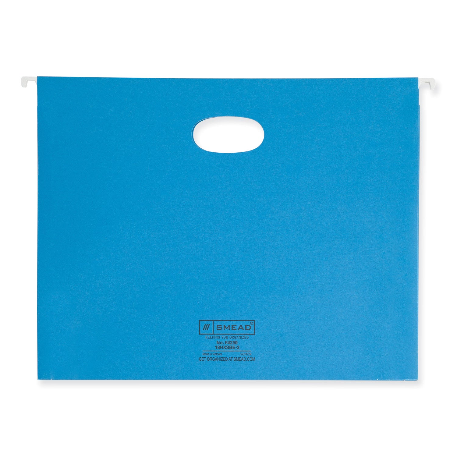 Hanging Pockets with Full-Height Gusset, 1 Section, 2" Capacity, Letter Size, 1/5-Cut Tabs, Sky Blue, 25/Box - 