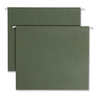 Box Bottom Hanging File Folders, 2" Capacity, Letter Size, Standard Green, 25/Box - 
